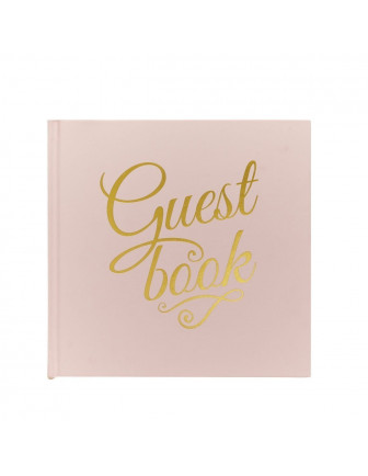 Livre d'or rose pastel écriture dorée