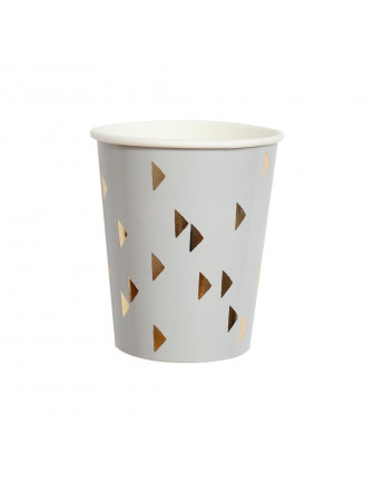 8 gobelets gris avec triangles dorés