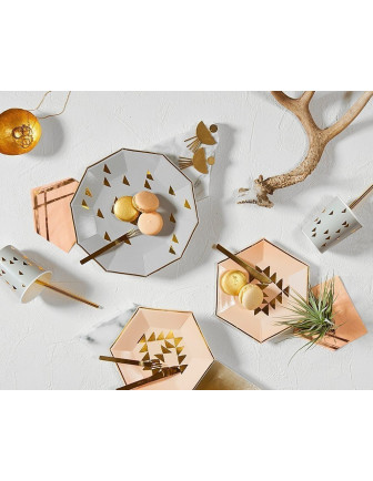 8 gobelets gris avec triangles dorés