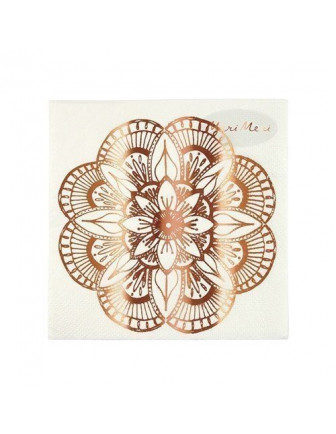 16 petites serviettes tatouages mandala rose gold meri meri