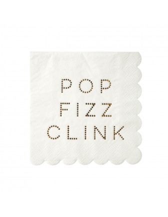 16 petites serviettes pop fizz clink pois dorés Meri Meri