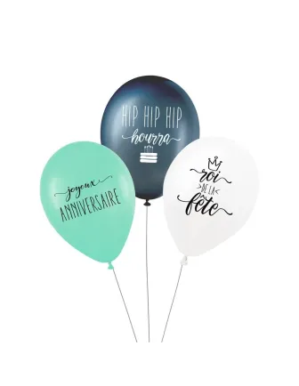 3 ballons anniversaire "roi de la fête"