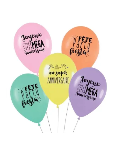 5 ballons anniversaire Arc en ciel