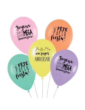 5 ballons anniversaire Arc en ciel