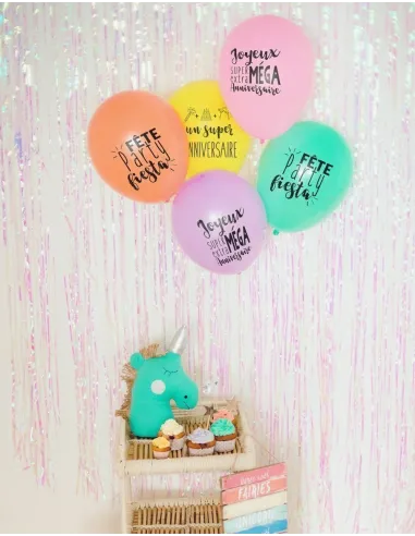 5 Ballons Anniversaire Arc en Ciel