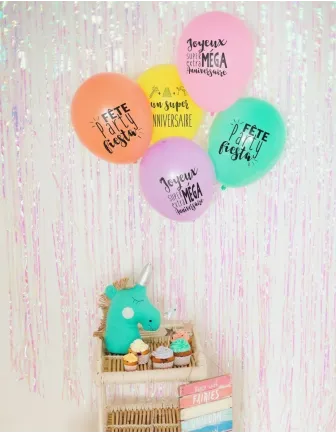 5 Ballons Anniversaire Arc en Ciel