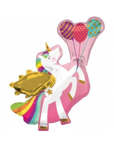 Ballon métallique licorne avec ballons 78cmsX86cms