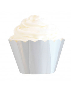 12 habillages argent brillant pour caissettes gateaux