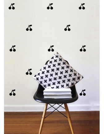 Stickers muraux cerises noires Pom le bonhomme