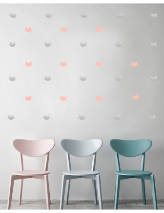 Stickers muraux chats argent et rose poudré Pom le bonhomme