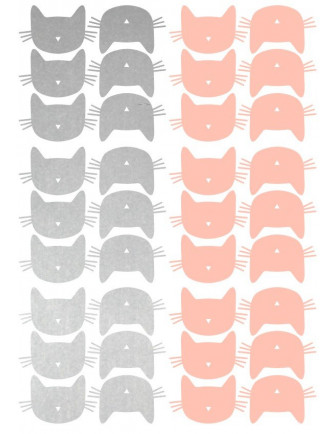 Stickers muraux chats argent et rose poudré Pom le bonhomme