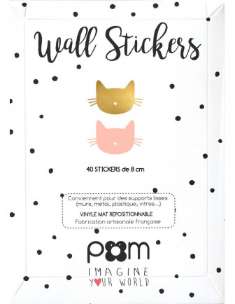 Stickers muraux chats roses et dorés Pom le bonhomme