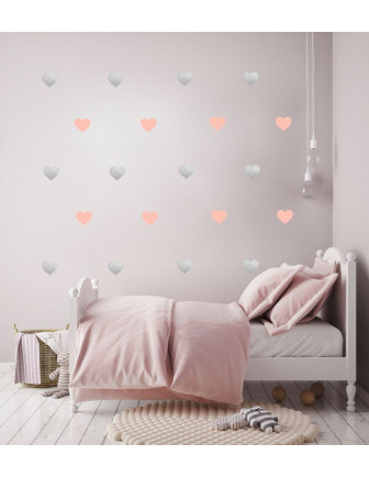 Stickers muraux coeur roses et argent Pom le bonhomme