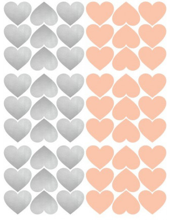Stickers muraux coeur roses et argent Pom le bonhomme