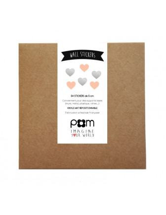 Stickers muraux coeur roses et argent Pom le bonhomme