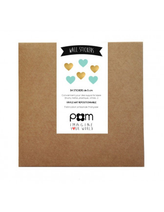 Stickers muraux coeur vert menthe et or Pom le bonhomme