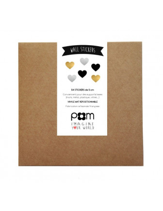 Stickers muraux coeurs noirs et argent et or Pom le bonhomme