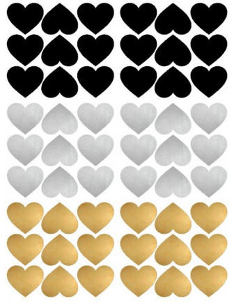Stickers muraux coeurs noirs et argent et or Pom le bonhomme