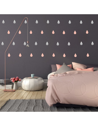 Stickers muraux gouttes roses et argent Pom le bonhomme