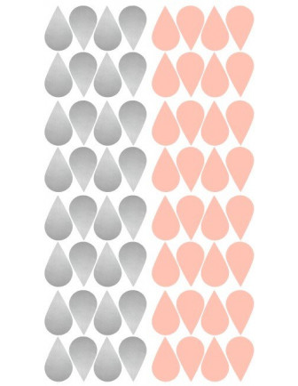Stickers muraux gouttes roses et argent Pom le bonhomme