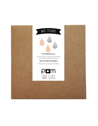 Stickers muraux gouttes roses et argent Pom le bonhomme