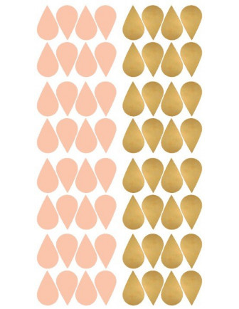Stickers muraux gouttes roses et dorées Pom le bonhomme