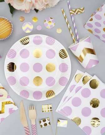 Anniversaire Fille Pastel Parme Doré
