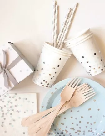 Baby Shower Bleu Ciel Argent