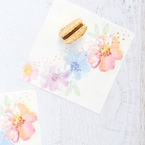 baby-shower-theme-fleurs-pastels-rose-gold-serviettes