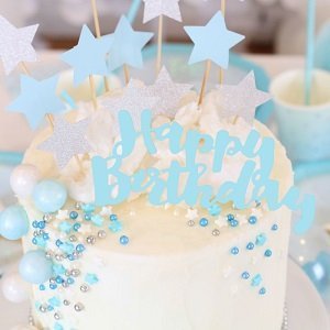 Anniversaire Bleu Et Argent Deco De Salle Table Gateau Les Bambetises